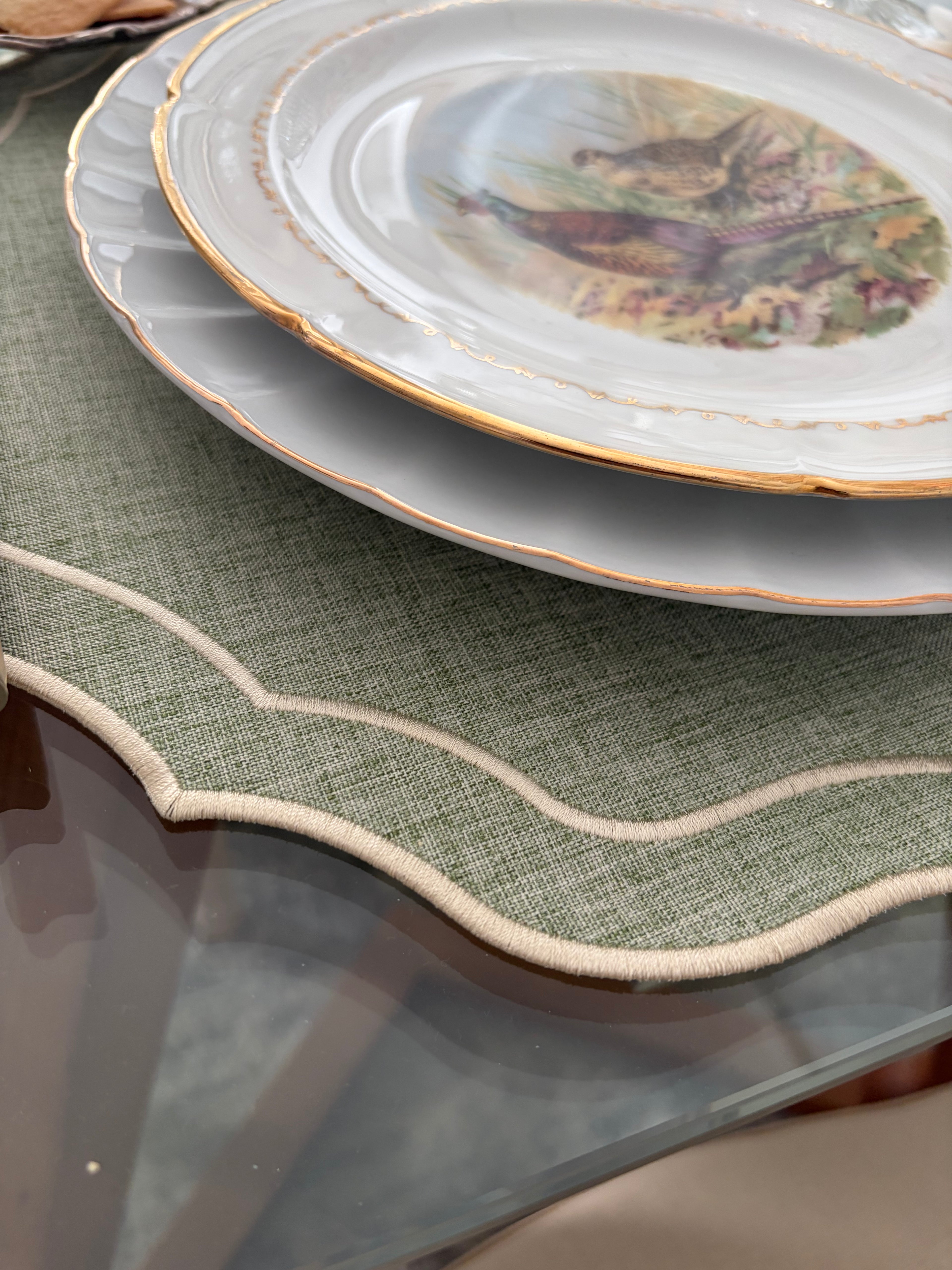 Individual Livia verde seco – mantel individual redondo Ars Mensae