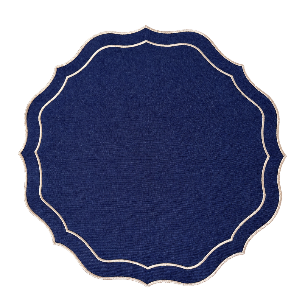 Individual Livia Azul Marino · Mantel Individual redondo festoneado | Ars Mensae