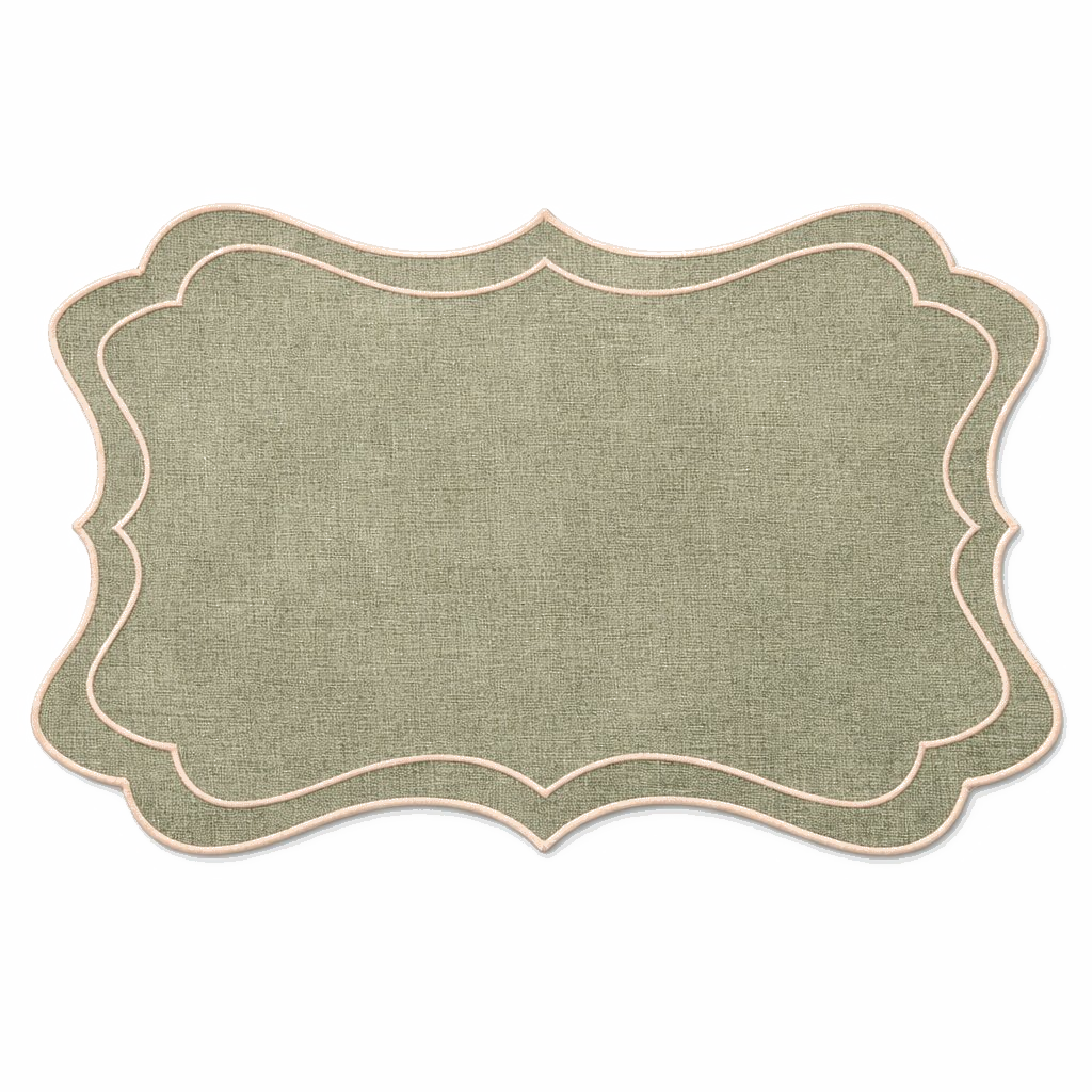 Individual Diana fondo transparente · mantel individual rectangular festoneado verde seco Ars Mensae