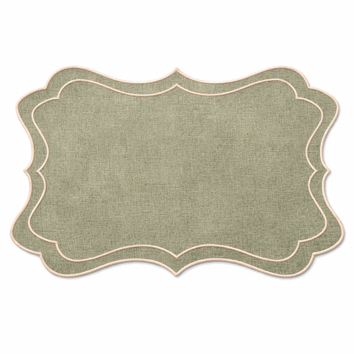 Individual Diana fondo transparente · mantel individual rectangular festoneado verde seco Ars Mensae