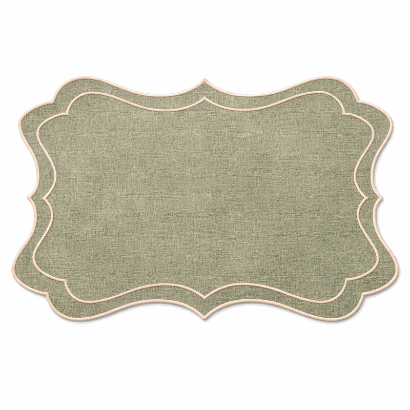Individual Diana fondo transparente · mantel individual rectangular festoneado verde seco Ars Mensae