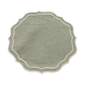 Individual Livia verde seco – mantel individual redondo festoneado lino y poliéster