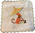 Servilleta de Cóctel Verde · Lino Bordado con Mono y Parasol | Ars Mensae